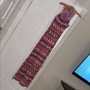 XOXO Pink and Black Zigzag Maxi Dress